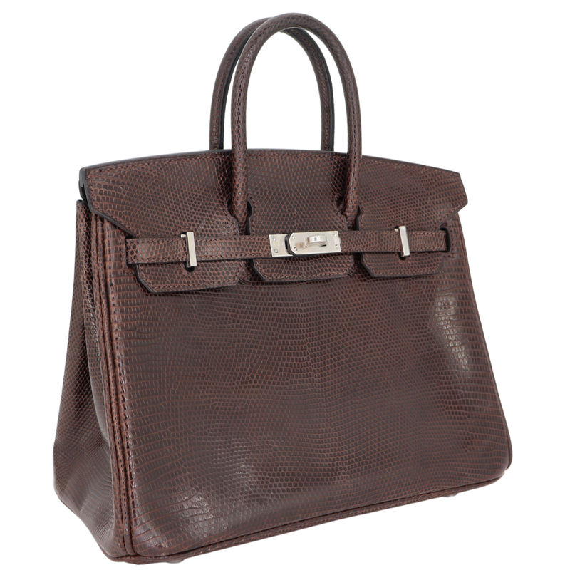 Hermès 25cm Birkin Ebene Lizard Palladium Hardware – Privé Porter