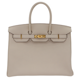 Hermès 35cm Birkin Craie Togo Leather Gold Hardware