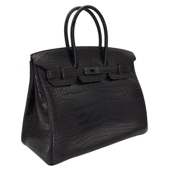 Hermès 35cm Birkin So Black Matte Alligator