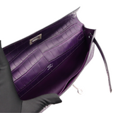 Hermès Kelly Cut Amethyst Matte Alligator Palladium Hardware