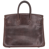 Hermès 25cm Birkin Ebene Lizard Palladium Hardware