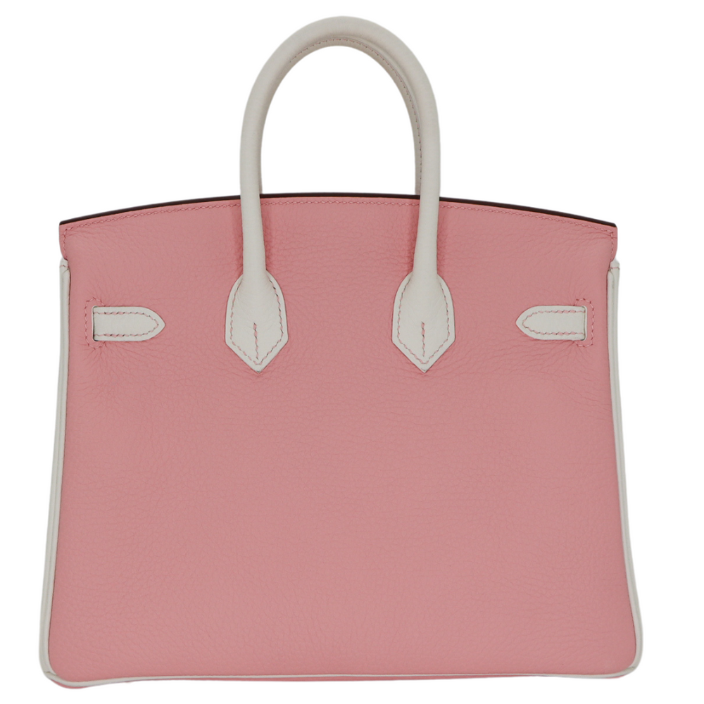 Hermès 25cm Birkin Sakura/White Clemence Leather Gold Hardware