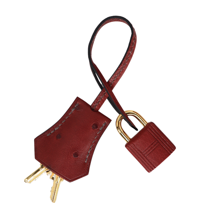 Hermès 25cm Birkin Rouge H Ostrich Gold Hardware