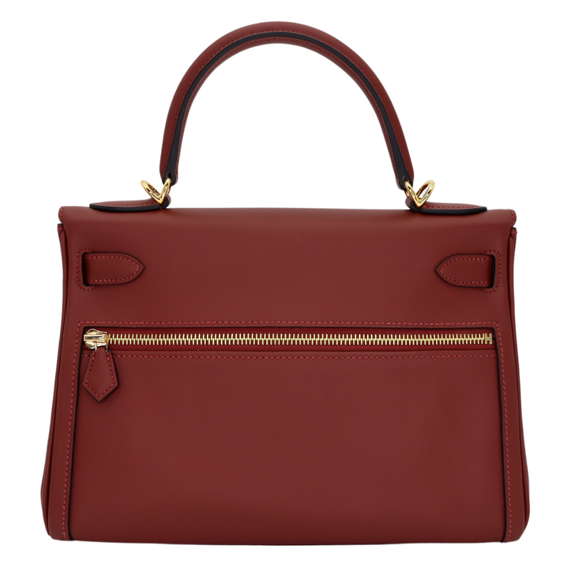 Hermès 28cm Kelly Lakis Rouge H Swift Leather Gold Hardware