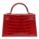 Hermès Kelly II Sellier Mini Braise Shiny Alligator Gold Hardware
