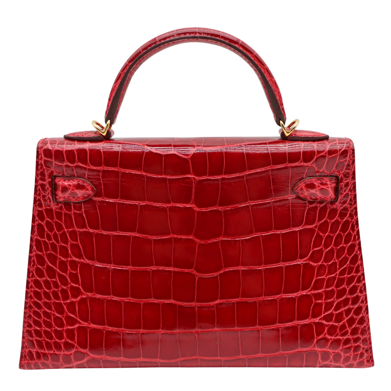 Hermès Kelly II Sellier Mini Braise Shiny Alligator Gold Hardware