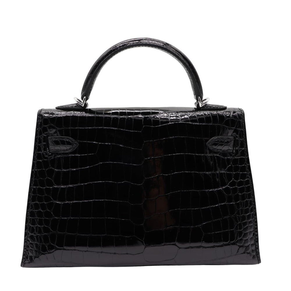 Hermès Kelly II Sellier Mini Black Shiny Porosus Crocodile Diamond