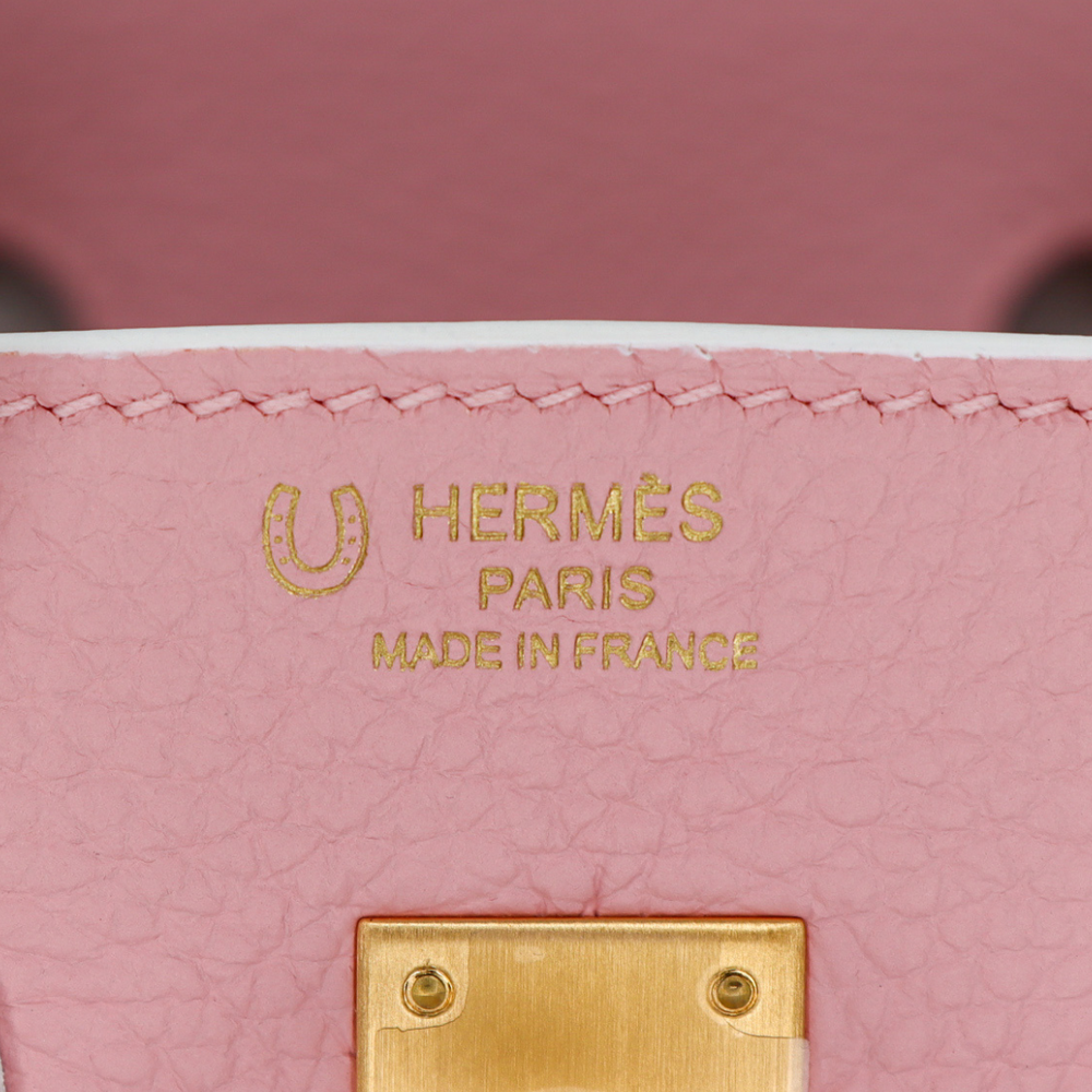 Hermès 25cm Birkin Sakura/White Clemence Leather Gold Hardware