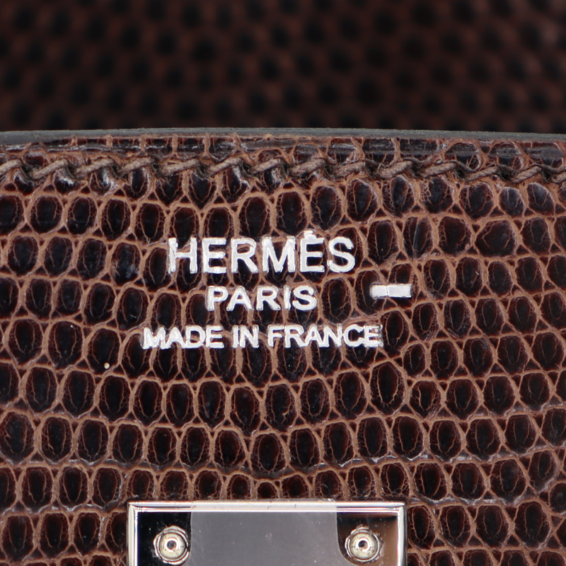 Hermès 25cm Birkin Ebene Lizard Palladium Hardware