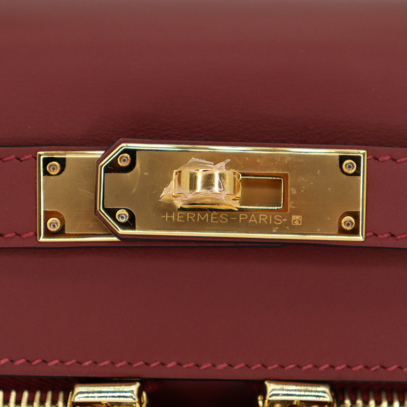 Hermès 28cm Kelly Lakis Rouge H Swift Leather Gold Hardware