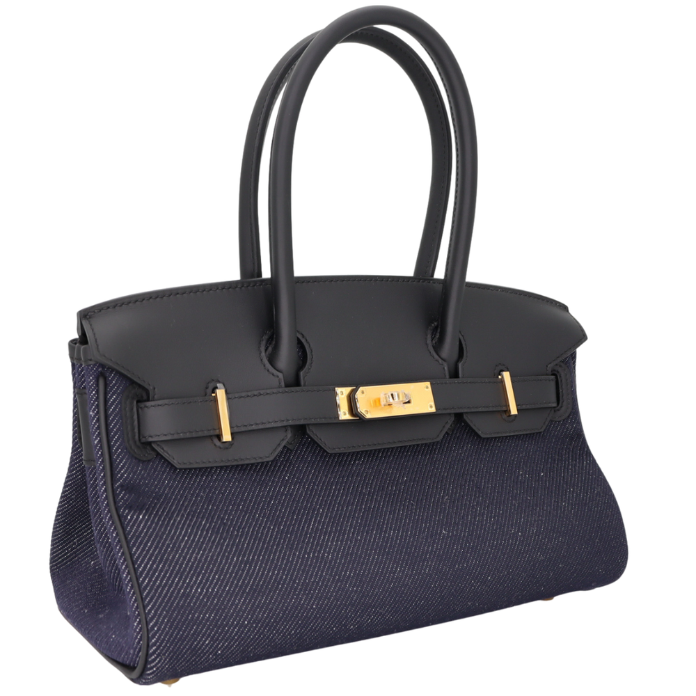 HERMES エルメス　ブラック ドラムバッグ　アールディ Hermès 29cm Birkin Shoulder Denim/Black Swift Leather Gold