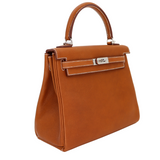 Hermès 25cm Kelly Retourne Fauve Barenia Faubourg Leather Palladium Hardware