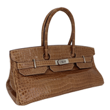 Hermès 42cm Birkin Shoulder JPG Ficelle Shiny Porosus Crocodile Palladium Hardware