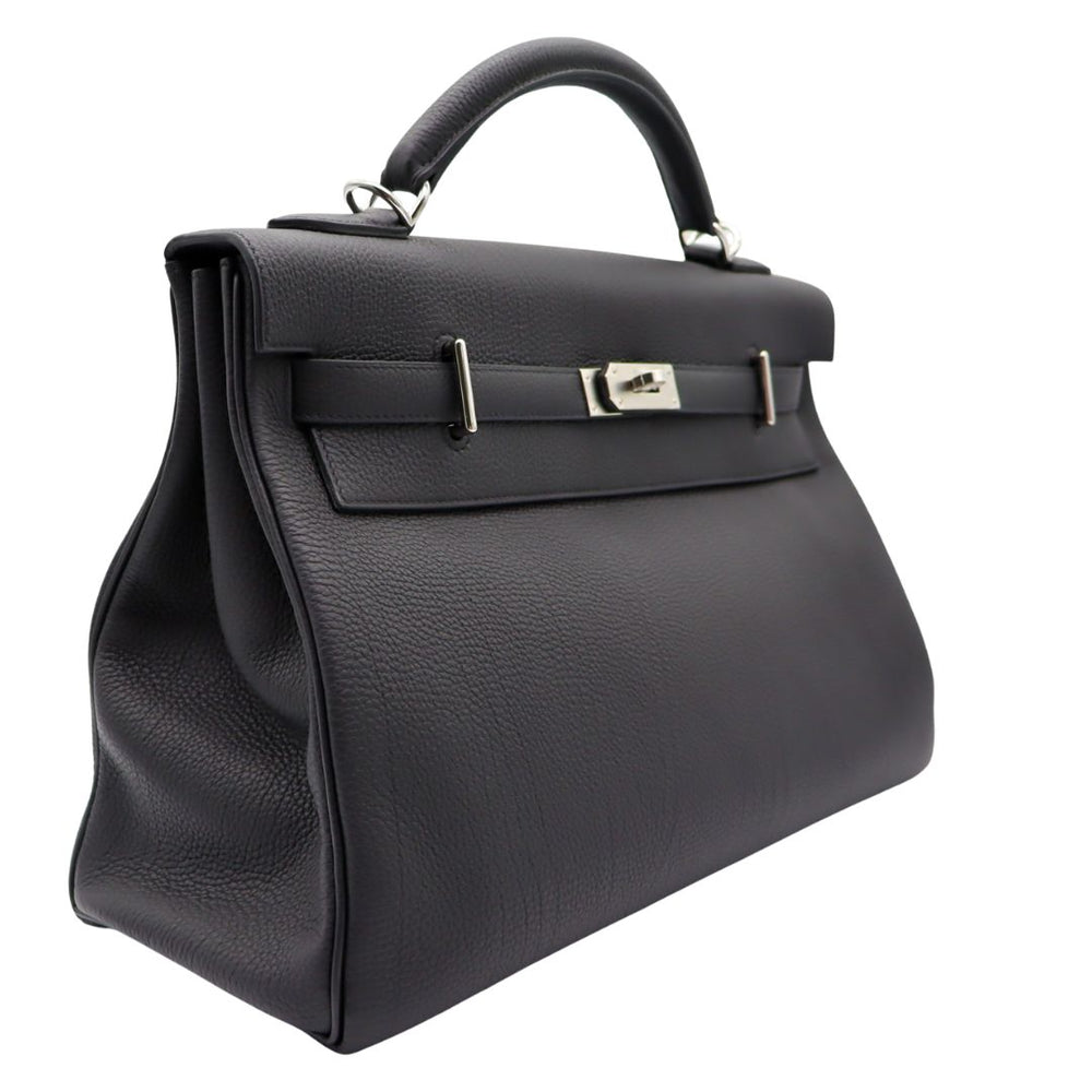 HERMES カレ42 Hermès 42cm Kelly Maxi Black Togo Leather Palladium Hardware