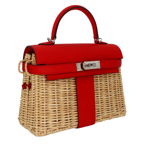 Hermès Kelly Mini Picnic Rouge de Couer Swift Leather Palladium Hardware