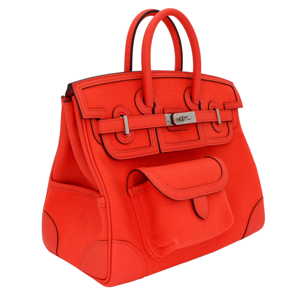 Hermès 25cm Birkin Cargo Orange Field Toile/Swift Leather
