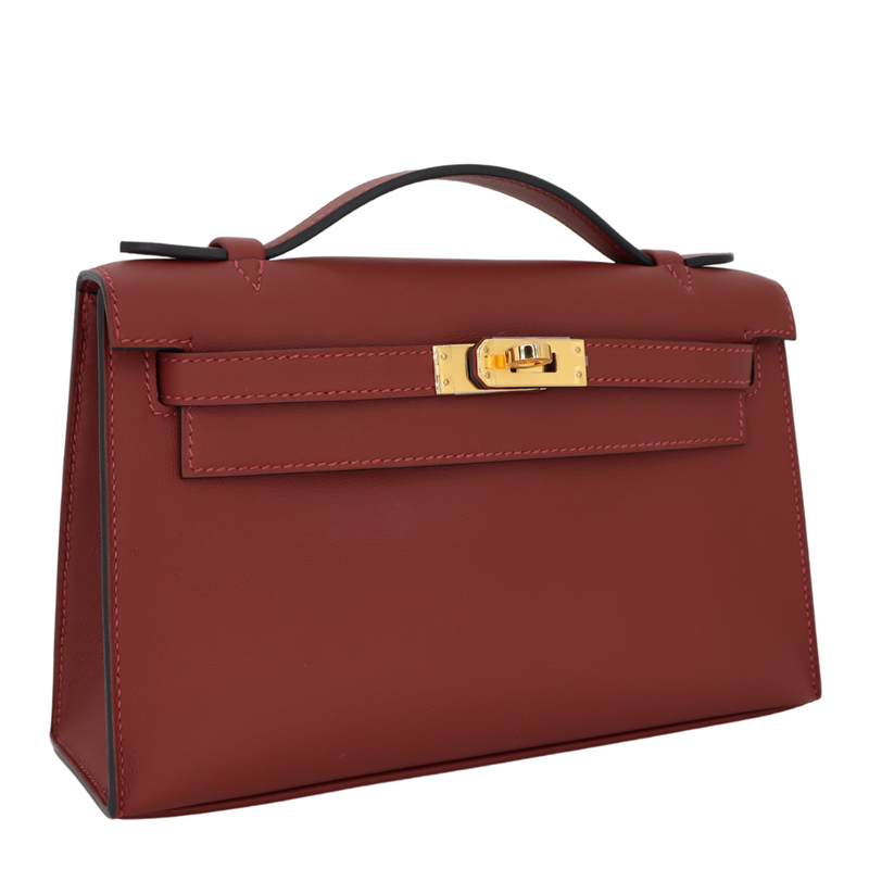 Hermès Kelly Pochette Rouge H Swift Leather Gold Hardware