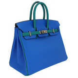 Hermès 25cm Birkin HSS Bleu Hydra/Bleu Paon Chevre Brushed Palladium Hardware