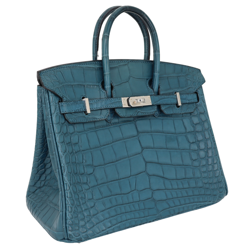 【ロイヤルグレード】スティブxモルダバイトxロンドンブルートパーズxゴシェナイト Hermès 25cm Birkin Bleu Cobalt Matte Alligator Palladium Hardware