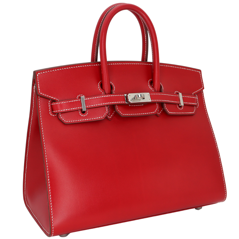 Hermès 25cm Birkin Sellier Rouge Piment Box Calf Leather Palladium