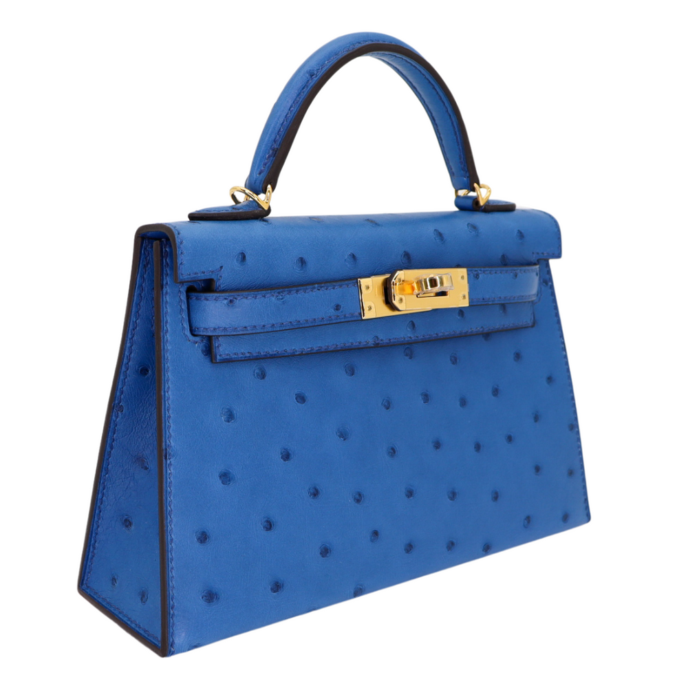 Hermès Kelly II Sellier Mini Mykonos Ostrich Gold Hardware – Privé