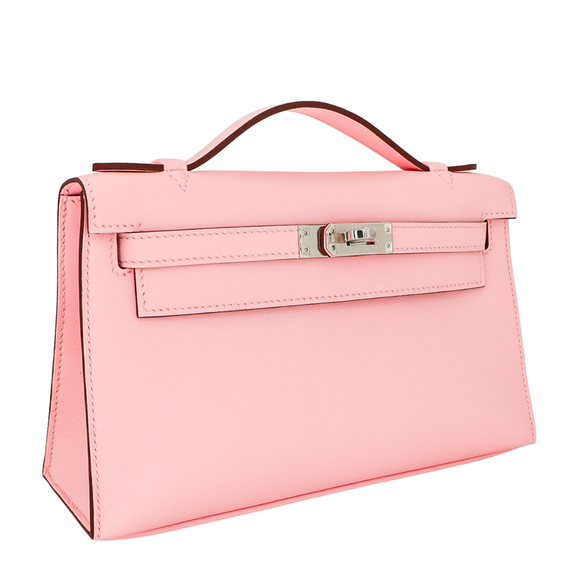 Hermès Kelly Pochette Rose Sakura Swift Leather Palladium Hardware