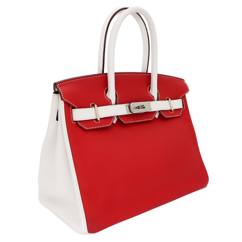 Hermès 30cm Birkin HSS Rouge Casaque/White (Blanc) Clemence Hermès 30cm Birkin HSS Rouge Casaque/White (Blanc) Clemence