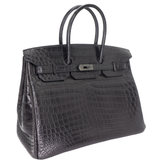 Hermès 35cm Birkin So Black Matte Niloticus Crocodile PVD Hardware