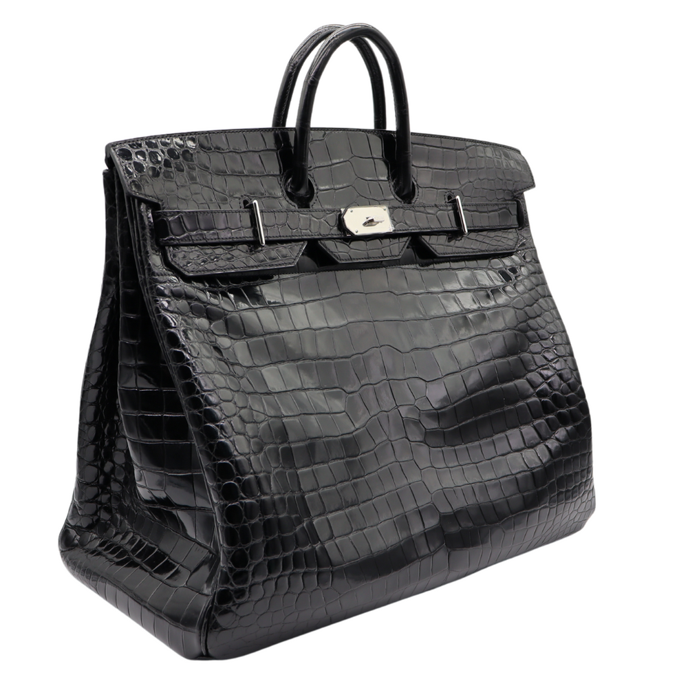 hermes クロコ Hermès HAC Birkin 40 Black Matte Porosus Crocodile Palladium