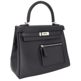 Hermès 25cm Kelly Colormatic Black Swift Leather Palladium Hardware
