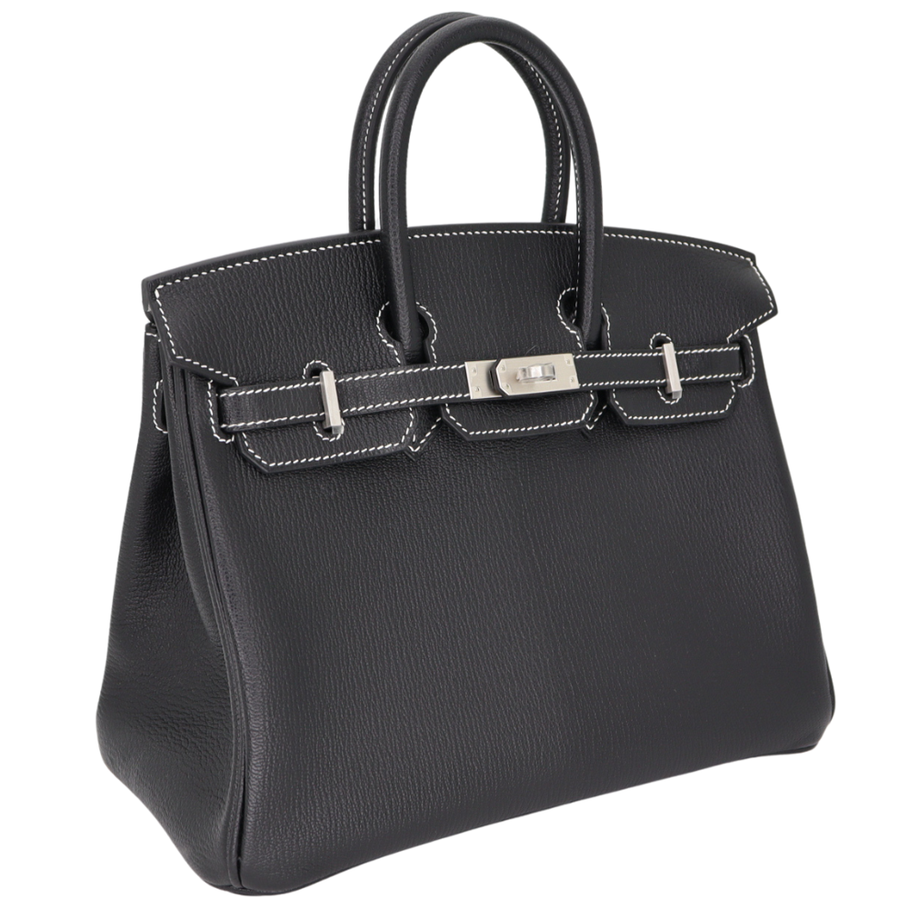 Hermès 25cm Birkin HSS Black Chèvre Leather with Brushed Palladium