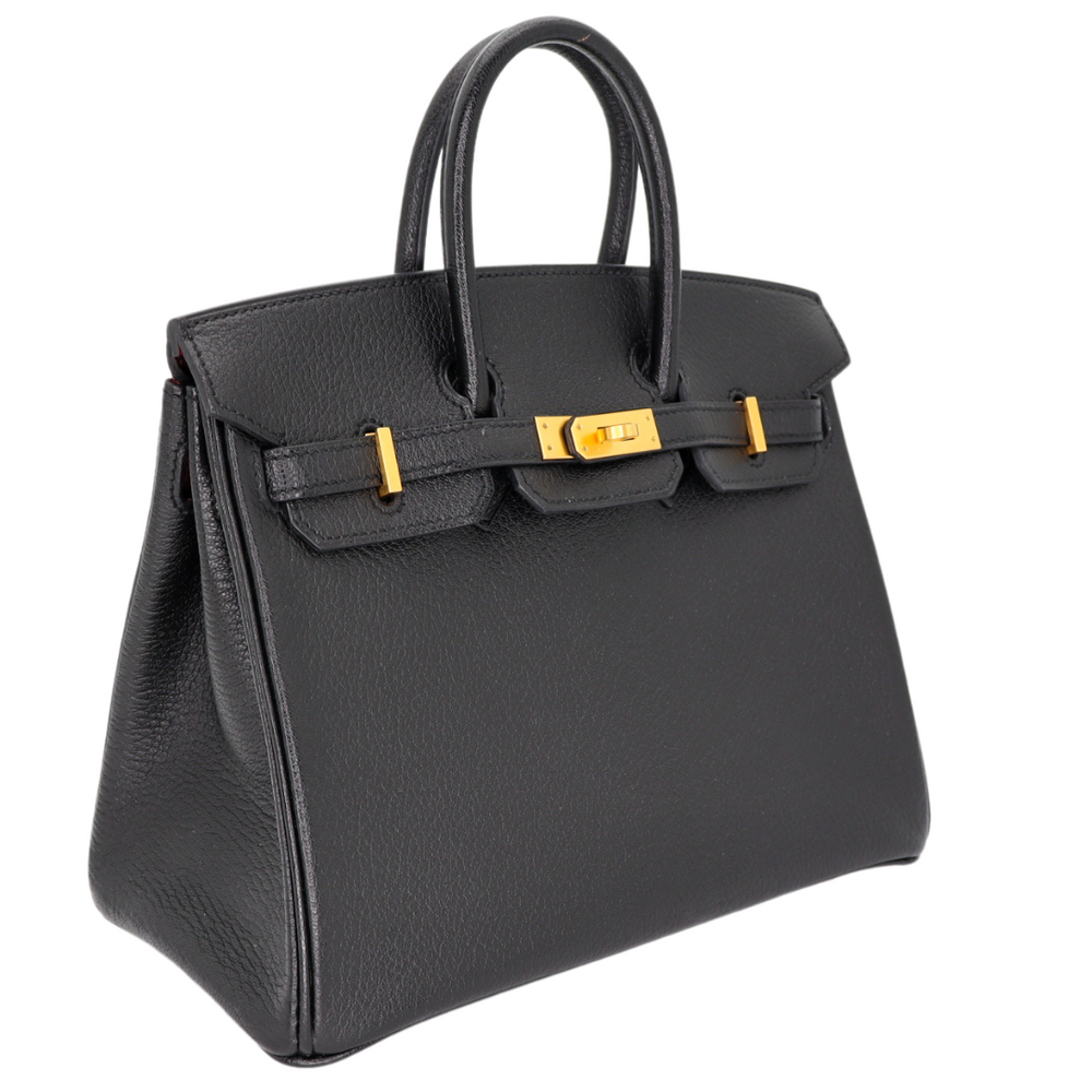 Hermès 25cm Birkin HSS Black/ Rouge Chèvre Leather Brushed Gold
