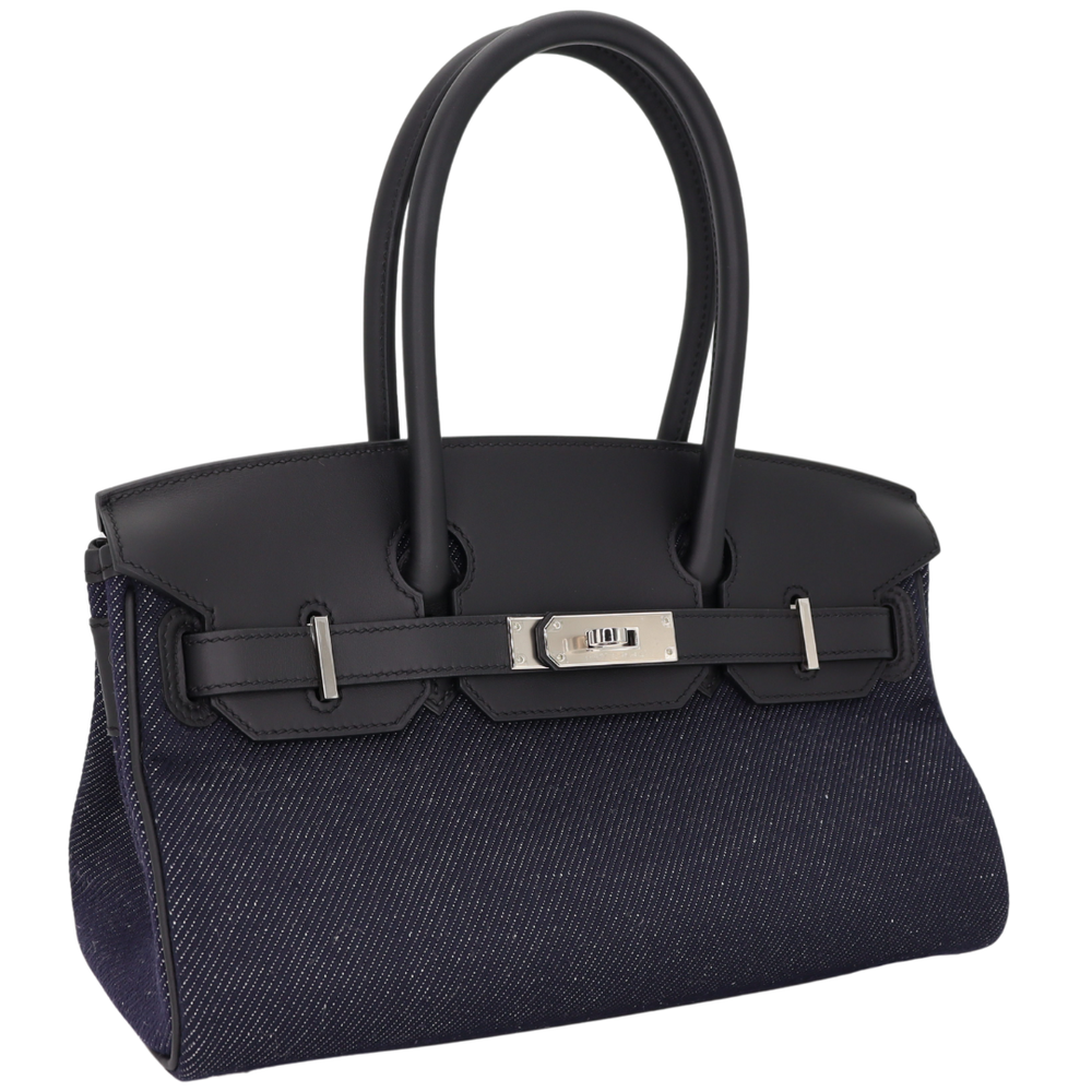 Hermès 29cm Birkin Shoulder Denim/Black Swift Leather Palladium