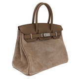 Hermès 30cm Birkin Grizzly Etoupe Suede/Swift Leather Palladium Hardware