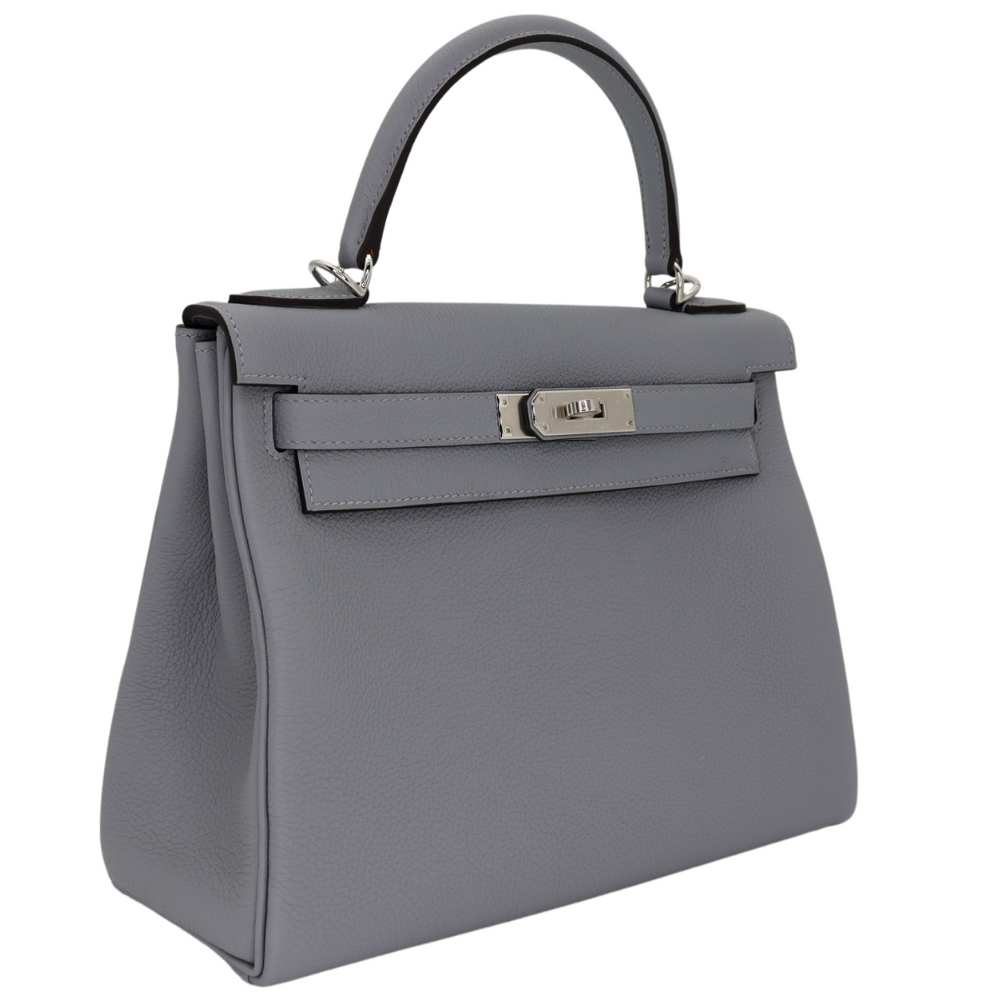 Hermès 28cm Kelly Retourne Anemone Togo Leather Palladium Hardware Hermès 28cm Kelly Retourne Anemone Togo Leather Palladium Hardware