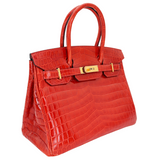 Hermès 30cm Birkin Braise Shiny Niloticus Crocodile Gold Hardware