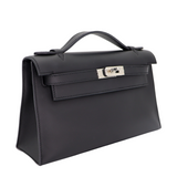 Hermès Kelly Pochette Black Swift Leather Palladium Hardware