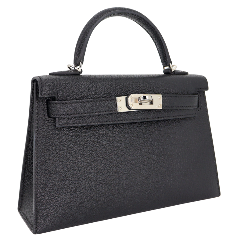 Hermès Kelly II Sellier Mini HSS Black Chèvre Leather Palladium Hardware
