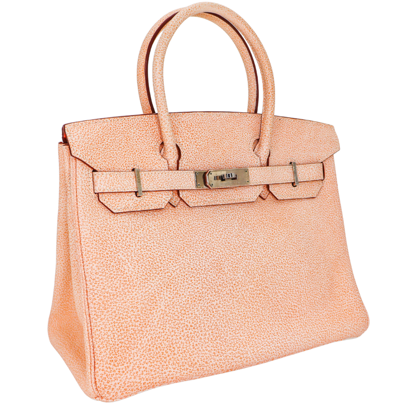 Hermès 30cm Birkin Orange Dalmatian Buffalo Leather Palladium