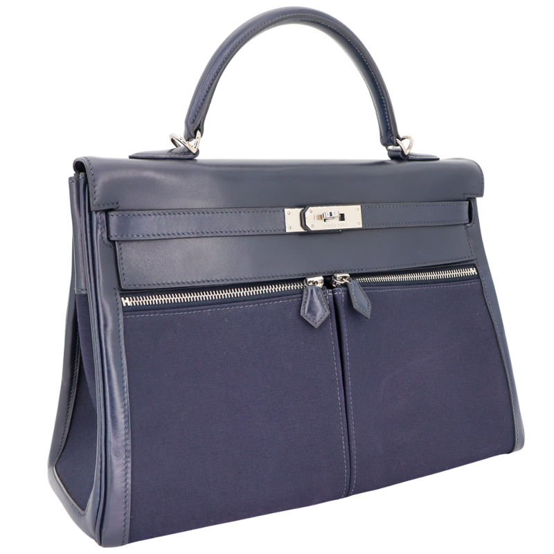 HERMES 空き箱 約39×35×18,2cm Hermès 35cm Kelly Lakis Bleu Marine Toile/Box Calf Leather