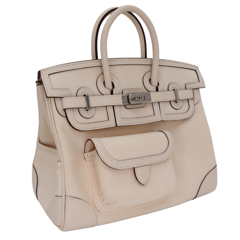Hermès 25cm Birkin Cargo Nata Canvas Swift Leather Palladium Hermès 25cm Birkin Cargo Nata Canvas Swift Leather Palladium