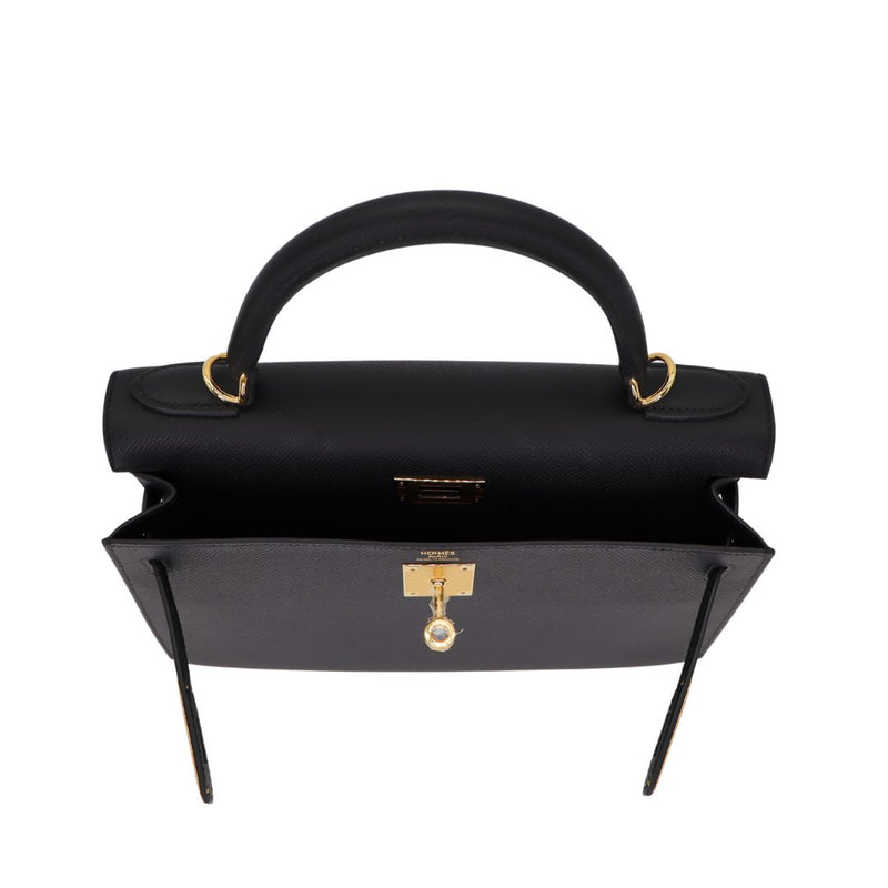 Herm�s 28cm Kelly Sellier Black Epsom Leather Gold Hardware