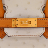 Hermès 25cm Birkin HSS Beton/Cognac Ostrich Brushed Gold Hardware