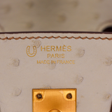 Hermès 25cm Birkin HSS Beton/Cognac Ostrich Brushed Gold Hardware