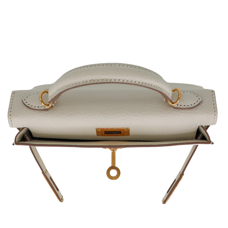 マリメロHERMES エルメス　ガルヴィ　未使用　希少 Hermès Kelly II Sellier Mini Mushroom Chèvre Leather Gold Hardware