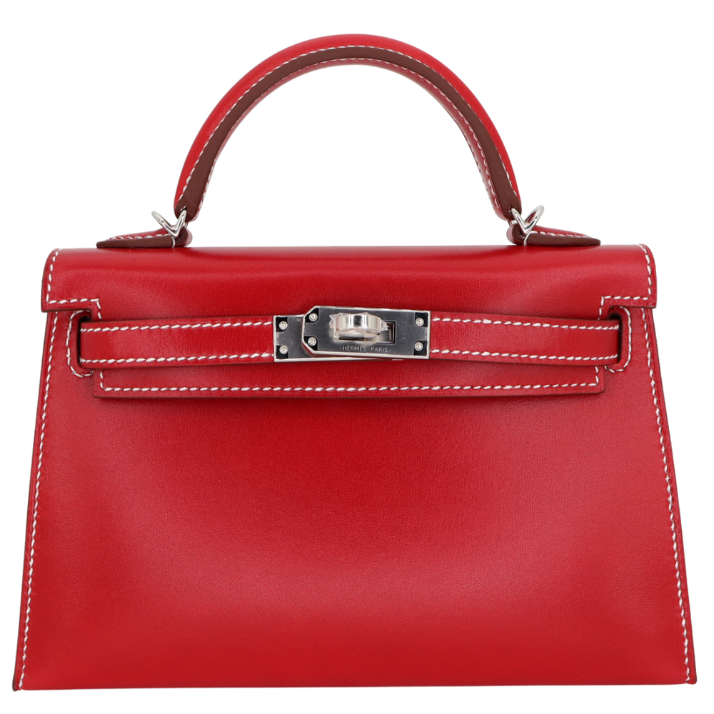 Hermès Kelly II Sellier Mini Rouge Piment Box Calf Leather
