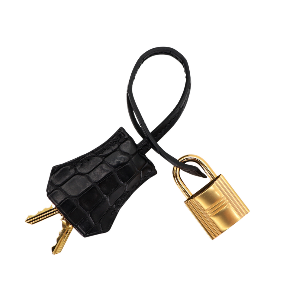 Hermès 25cm Birkin Touch Black Matte Alligator/Togo Leather Rose