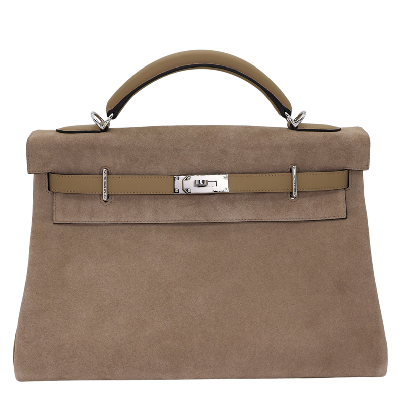 Hermès 42cm Kelly Maxi Beige Marfa Grizzly Palladium Hardware