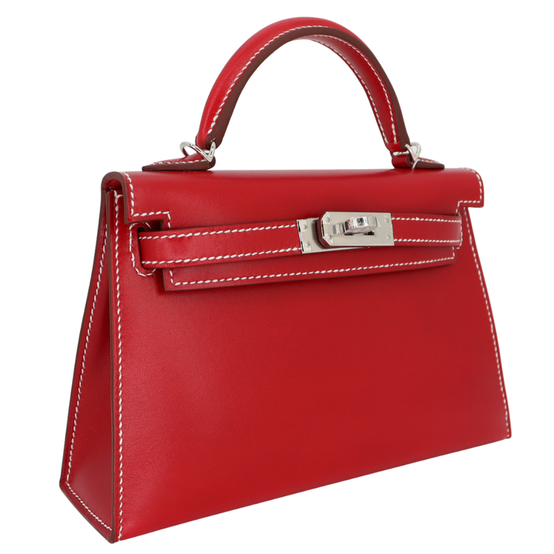 Hermès Kelly II Sellier Mini Rouge Piment Box Calf Leather