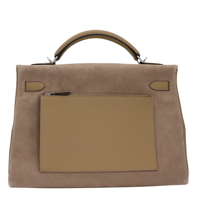 Hermès 42cm Kelly Maxi Beige Marfa Grizzly Palladium Hardware